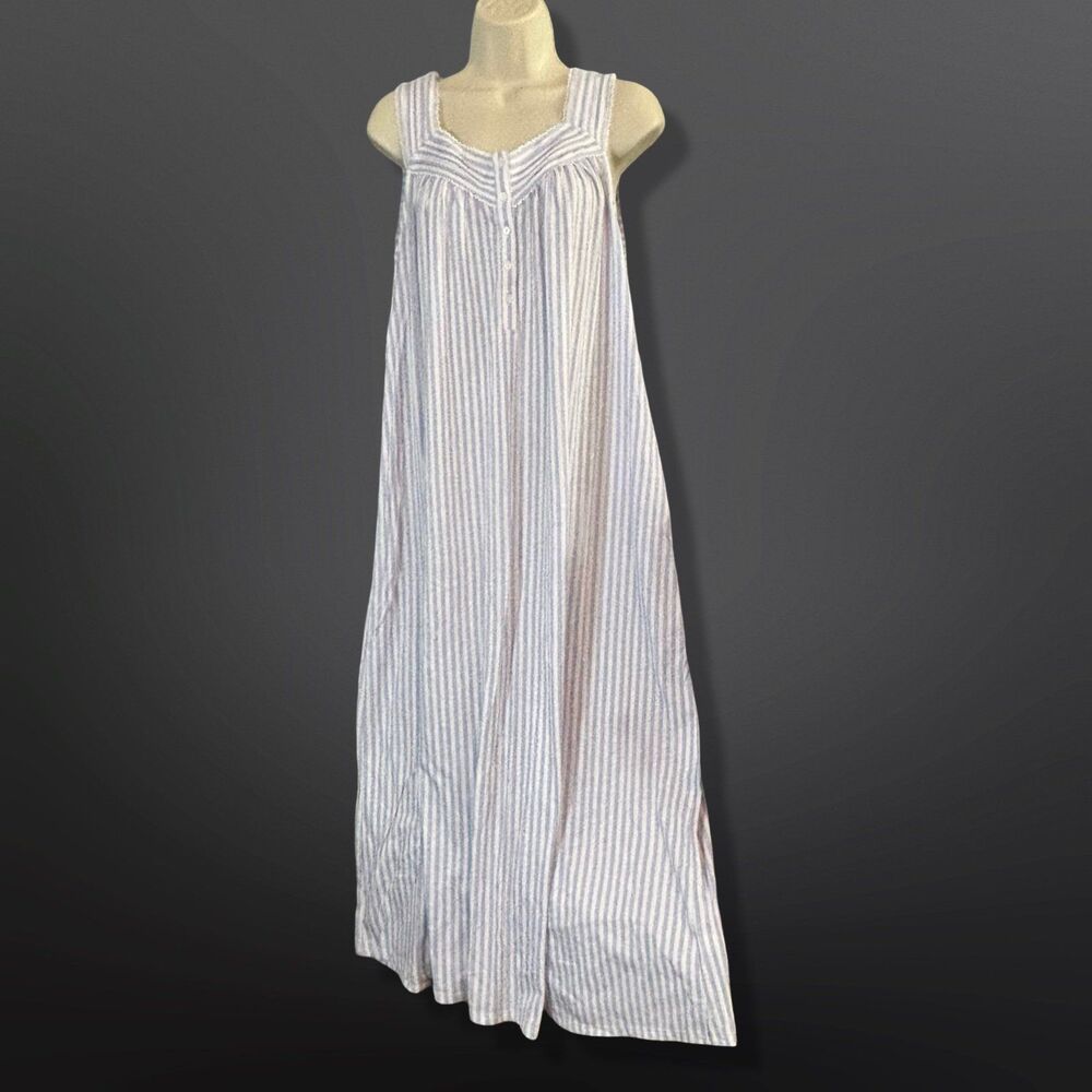 Croft & Barrow Women Large Blue White Stripe Sleeveless Nightgown Sleepwear